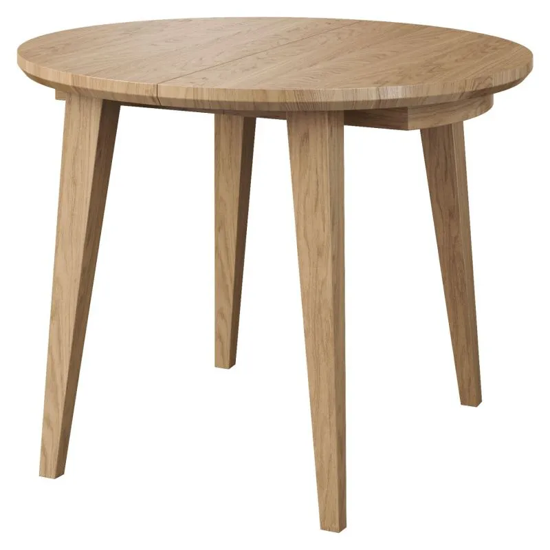 Runder ausziehbarer Esstisch aus Eiche Massivholz Gorica 25, in Eiche Gold, 100-300 cm, sehr stabil, hochwertig verarbeitet, langlebig und robust