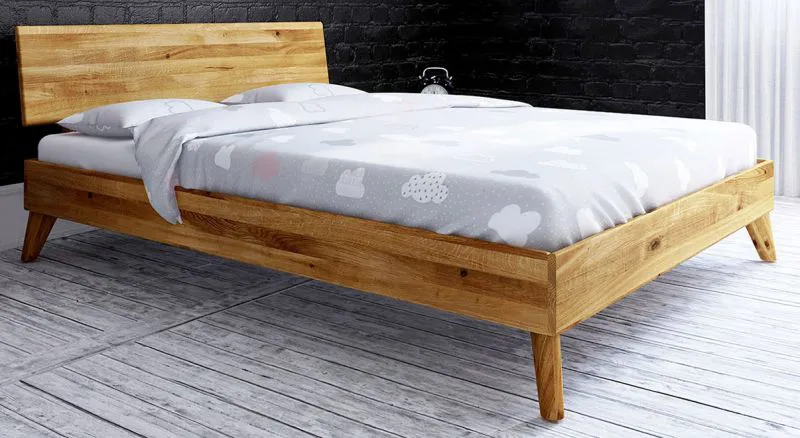 Wildeiche-Bett massiv | 200 x 200 cm | Wildeiche | Geölt | Natur Abbildung