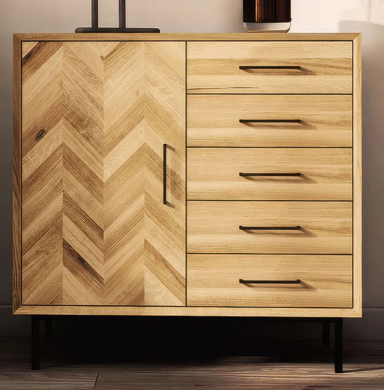Kommode Kumeu 42 Wildeiche massiv geölt - Abmessungen: 95 x 97 x 45 cm (H x B x T)