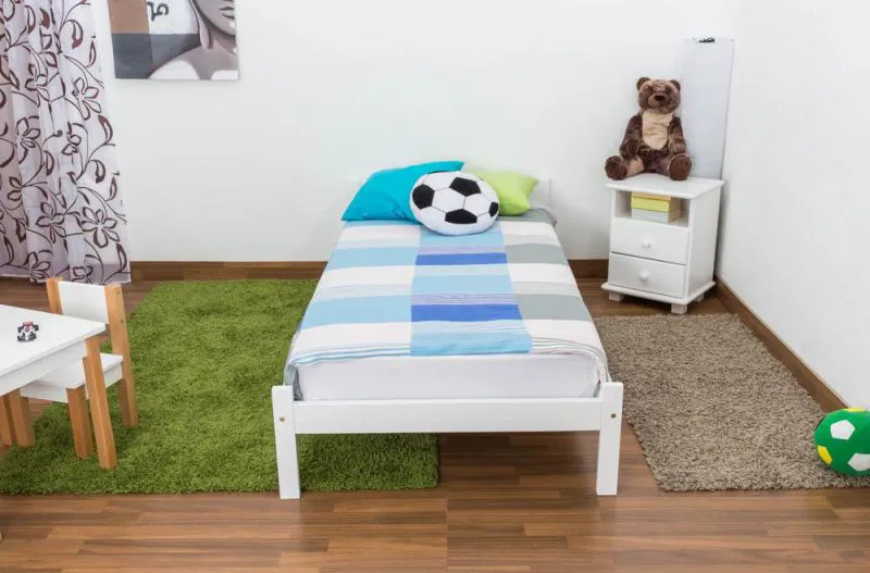 Holzbett Kiefer 90 x 200 cm Weiß Abbildung