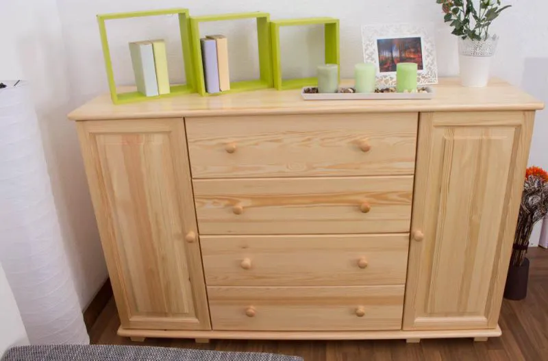 Sideboard mit 4 Schubladen, Farbe: Natur, Breite: 156 cm - Küchenschrank, Anrichte, Sideboard Abbildung