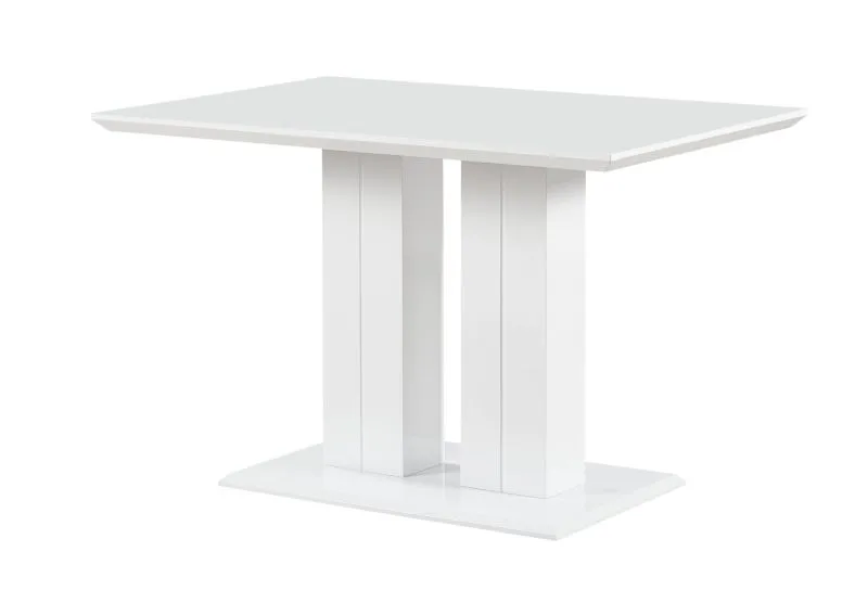 Esstisch Daures 117 in Weiß Hochglanz, eckiger edler Esszimmertisch, 120 x 80 cm, robust und stabil, elegantes Design