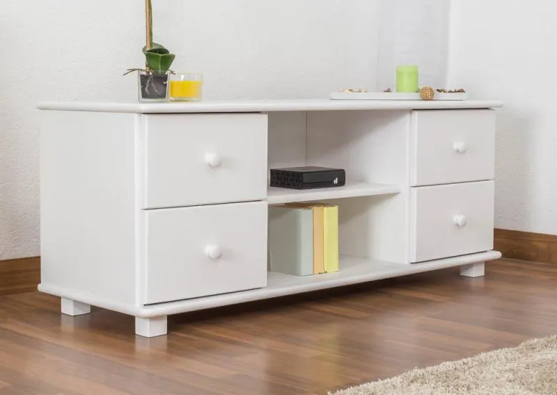 TV-Lowboard Landhausstil Massivholz Farbe: Weiß 55x136x47 cm Abbildung