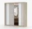 2 Meter breiter Schiebetürenschrank / Kleiderschrank mit Spiegel | Grau-Weiß / Eiche | Gorski 34 | 218 x 203 x 61 cm | 2 Türen | 6 Fächer | modern