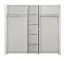Heller Drehtürenschrank Bogati 01, Spiegel, Farbe: Weiß / Weiß Hochglanz, zwei Kleiderstangen, sieben Fächer, Maße: 206 x 223,5 x 55,5 cm