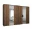Kleiderschrank / Drehtürenschrank | Farbe: Walnuss | 3 Meter breit | vier Kleiderstangen | Soft-Close | zwei Spiegeltüren | Griffe: Schwarz | vier Fächer