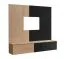 TV-Unterschrank inklusive Wandpaneel | Farbe: Eiche Cremona / Schwarzer Marmor | geriffelte Front | Push-to-open Funktion | 148 x 35 x 160 cm | für Wohnzimmer