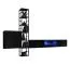 Dunkle Wohnwand Valand 22, Farbe: Schwarz - Abmessungen: 175 x 270 x 40 cm (H x B x T), mit blauer LED-Beleuchtung