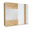 Schiebetürenschrank / Kleiderschrank Gavdos 02, Farbe: Eiche / Weiß Hochglanz - Abmessungen: 218 x 250 x 67 cm (H x B x T)