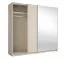 Kleiderschrank mit Spiegel | Kaschmir | 221 x 60 x 207 cm | 1 Kleiderstange | Metallgriffe | inkl. Beleuchtung | 6 Fächer | Soft-Close-System | Igoumenitsa 04