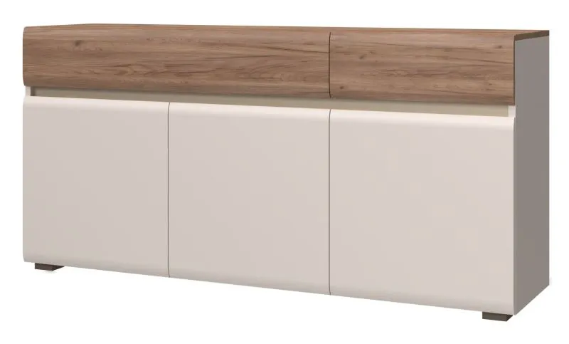 Kommode Papauta 21, Farbe: Kaschmir / Eiche dunkel - Abmessungen: 86 x 176 x 45 cm (H x B x T)
