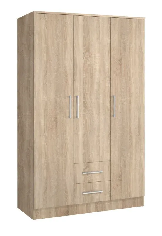 Drehtürenschrank / Kleiderschrank Sidonia 01, Farbe: Eiche Braun - 200 x 123 x 53 cm (H x B x T)