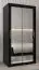 Schiebetürenschrank / Kleiderschrank Bisaurin 1D mit Spiegel, Farbe: Schwarz - Abmessungen: 200 x 100 x 62 cm ( H x B x T)