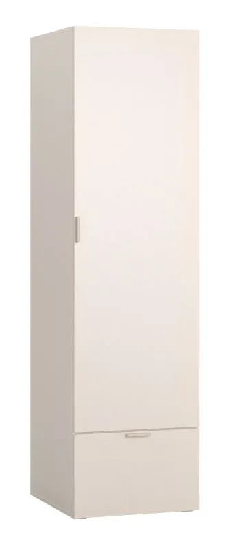Kleiderschrank / Drehtürenschrank | 1 Schublade | 1 Kleiderstange | Farbe: Beige | Griffe: Beige | Maße: 58 x 57 x 206 cm | Soft-Close-Funktion