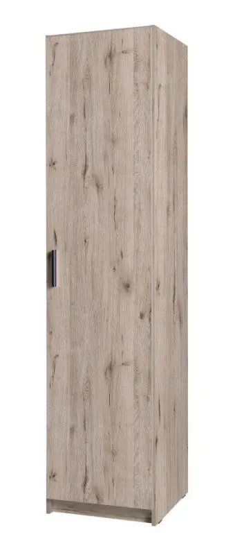 Schmaler 47 cm breiter Kleiderschrank mit 1 Tür | Kleiderstange | Farbe: Eiche Abbildung