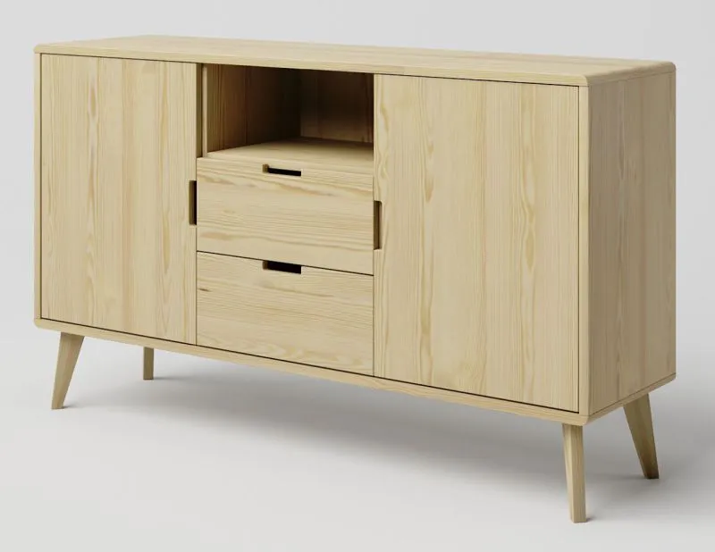 TV-Unterschrank Kiefer massiv natur Aurornis 61 - Abmessungen: 84 x 142 x 40 cm (H x B x T)