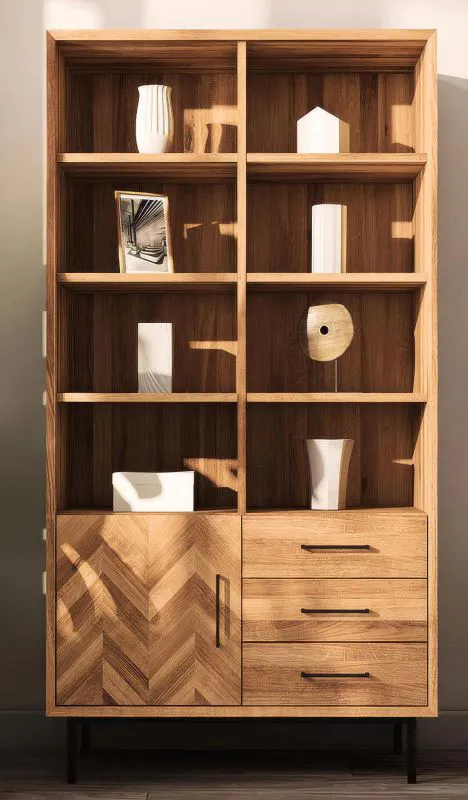Regal Kumeu 61 Kernbuche massiv geölt - Abmessungen: 176 x 97 x 45 cm (H x B x T)