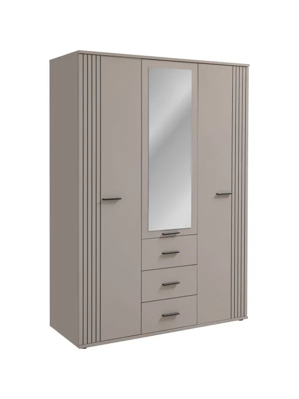 Kleiderschrank | Kaschmir | 1 Spiegeltür | 135 x 55 x 191 cm | 3 Schubladen | 2 Kleiderstangen | 8 Fächer | schlichtes Design | 2 Türen | für Schlafzimmer