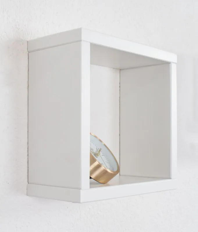 Hängeregal / Wandregal Kiefer massiv Vollholz weiß lackiert Junco 283B - 25 x 25 x 12 cm (H x B x T)