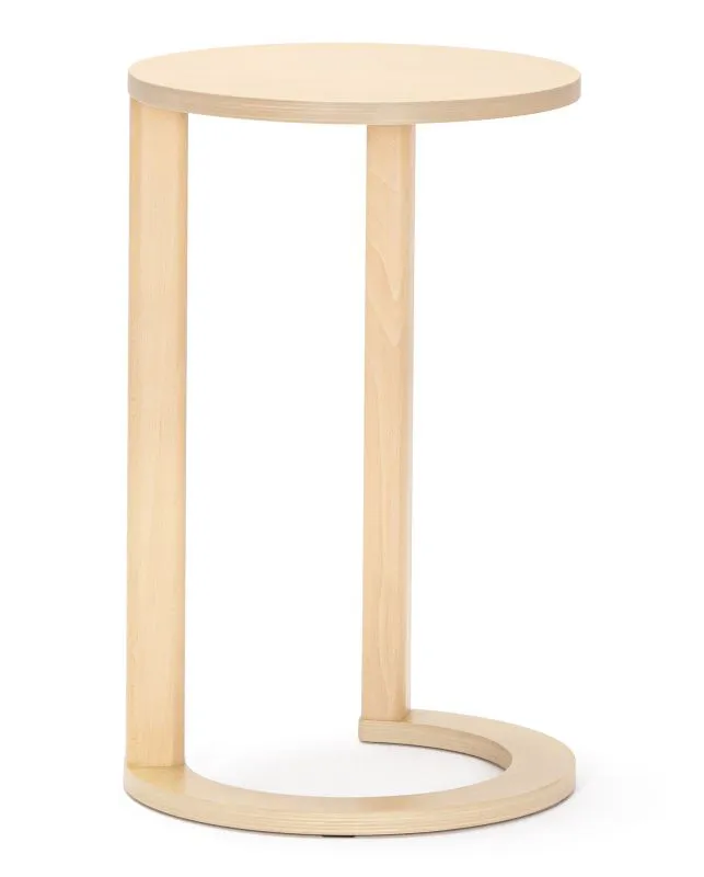 Beistelltisch | Farbe: Helle Eiche | Runder Couchtisch | schmal | Maße: 38 x 38 x 61,5 cm | Ergonomische Höhe | C-förmiges Design | Ständer für Lampe