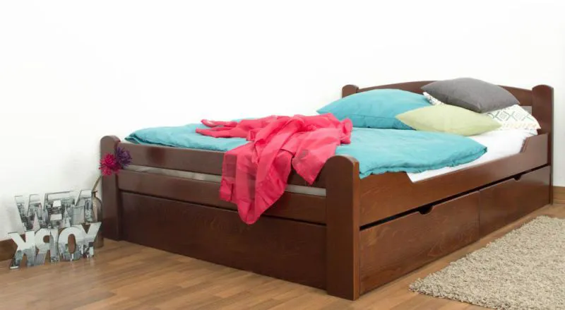 Holzbett Bettgestell Buche 140 x 200 cm Dunkelbraun Abbildung