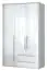 Drehtürenschrank / Kleiderschrank mit LED-Rahmen Siumu 27, Farbe: Weiß / Weiß Hochglanz - 226 x 142 x 60 cm (H x B x T)