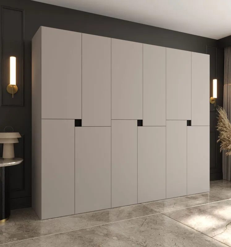 Drehtürenschrank | Kaschmir | 12 Drehtüren | 9 Fächer | 3 Kleiderstangen | 270 x 52 x 203 cm | hochwertig Verarbeitet | Soft-Close Funktion | Kleiderschrank | grifflose Türen