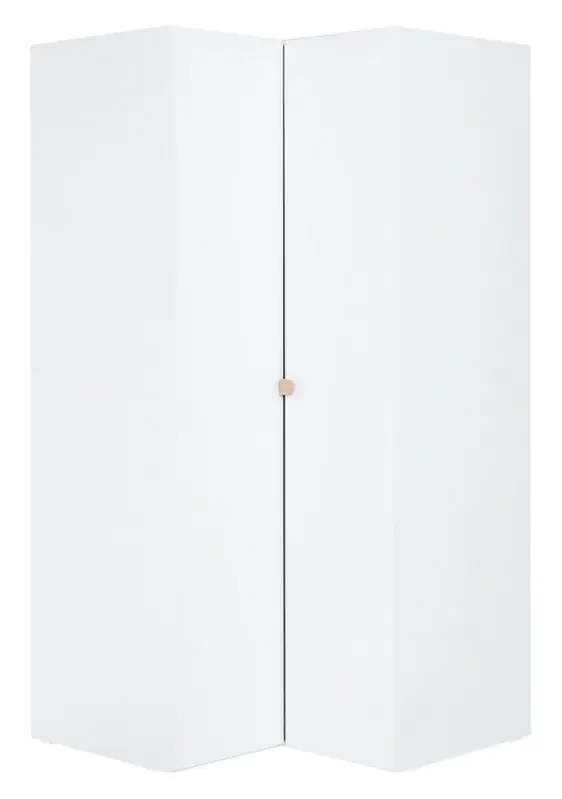 Jugendzimmer - Drehtürenschrank / Eckkleiderschrank Skalle 12, Farbe: Weiß - Abmessungen: 206 x 104 x 104 cm (H x B x T)