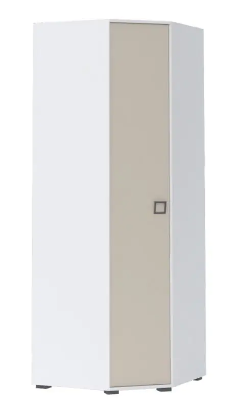 Kleiderschrank / Eckkleiderschrank / Drehtürenschrank Jugendzimmer Weiß 236x86x86 cm Abbildung