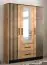 Eleganter Kleiderschrank mit 10 Fächern Marmolada 40, Farbe: Eiche / Schwarz - Abmessungen: 202 x 153 x 40 cm (H x B x T), mit einen Spiegel