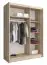 Schlichter Kleiderschrank mit zwei Spiegeltüren Warbreck 15, Farbe: Eiche Sonoma - Abmessungen: 200 x 150 x 62 cm (H x B x T), mit fünf Fächern