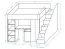 Funktionsbett / Kinderbett / Hochbett-Kombination mit Stauraum und Schreibtisch Jura 06, Farbe: Schwarz / Beton - Abmessungen: 165 x 247 x 120 cm (H x B x T)