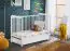 Neutrales Gitterbett / Babybett, Kiefer massivholz, Avaldsnes 07, Farbe: Weiß - Abmessungen: 93 x 124 x 65 cm (H x B x T), mit einer Schublade