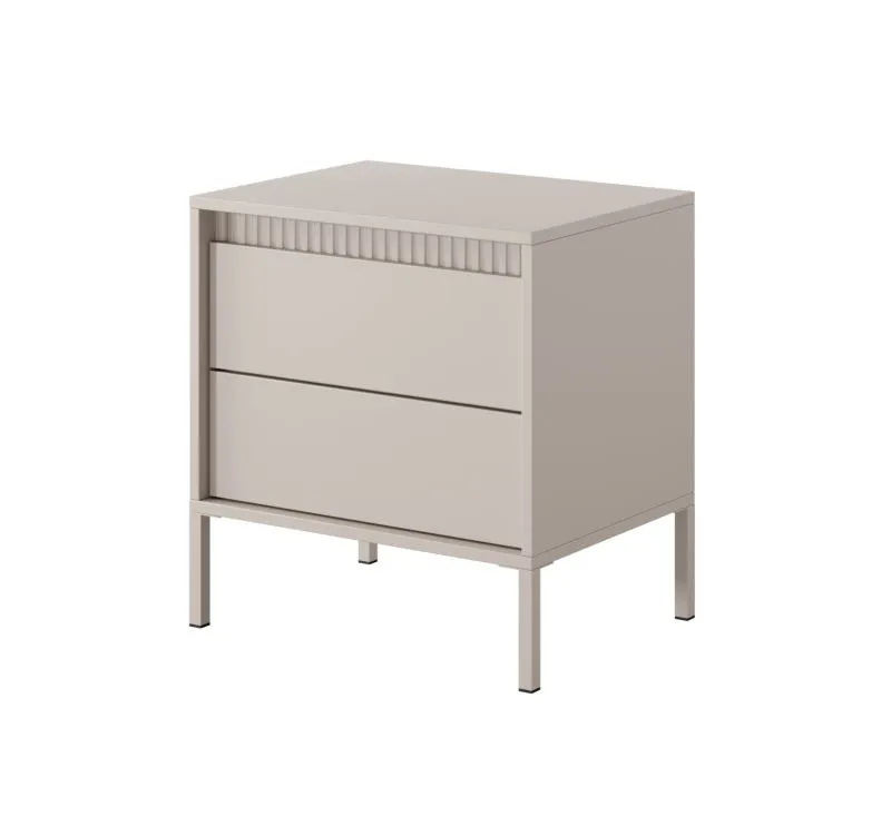 Nachtkommode Balta 13 | Farbe: Beige | zwei Schubladen | Push-to-open Funktion | Maße: 56 x 53,5 x 39,5 cm | ABS-Kantenschutz | für Schlafzimmer