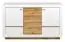 Kommode Temecula 05, Farbe: Eiche / Weiß - Abmessungen: 92 x 155 x 43 cm (H x B x T), mit 3 Türen und 7 Fächern