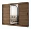Kleiderschrank | Farbe: Walnuss Warmia | 3-Türig | 10 Fächer | 250 x 62 x 200 cm | dekorativer Spiegel | 2 Kleiderstangen | Schiebetürenschrank | hochwertig Verarbeitet