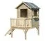Kinderspielhaus 1C | Kiefer | kesseldruckimprägniert | Maße: 180 x 155 cm | 1 Fenster | Wandstärke: 16 mm | Balkon | schräge Leiter | Einzeltür