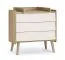Kinderzimmer Komplett Set A Olle | 4-teilig | Farbe: Eiche Cremona / Beige | Kleiderschrank | 1 Kommode | 1 Kinderbett / Gitterbett | Push-to-open