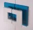 Kinderzimmer - Drehtürenschrank / Kleiderschrank Fabian 03, Farbe: Eiche Hellbraun / Weiß / Blau - 190 x 120 x 50 cm (H x B x T)