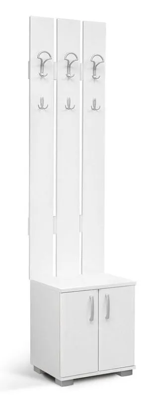 Garderobe Potes 02, Farbe: Weiß - 209 x 50 x 37 cm (H x B x T)