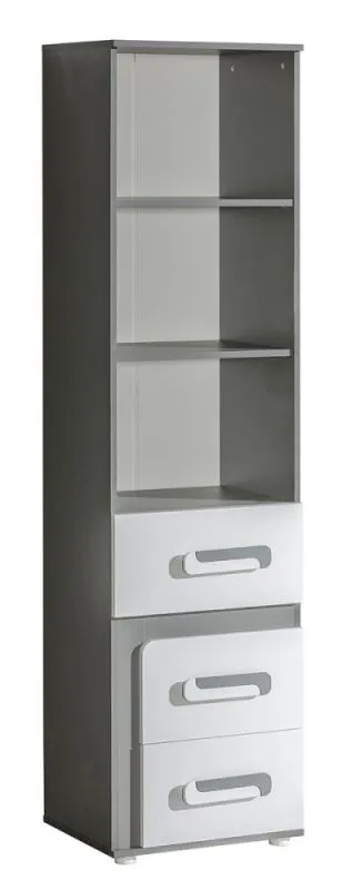 Jugendzimmer - Regal Oskar 05, Farbe: Anthrazit / Weiß - 192 x 50 x 40 cm (H x B x T)