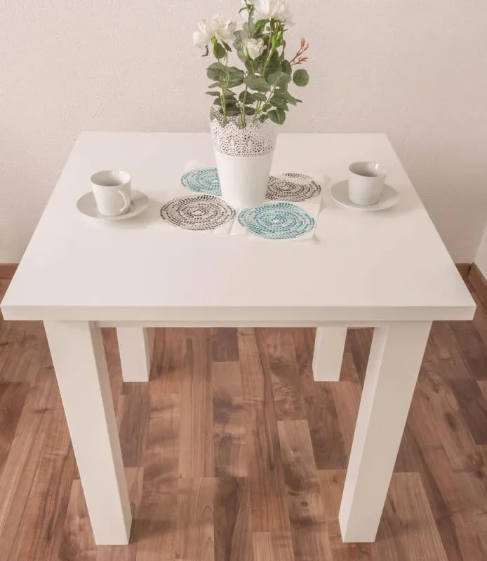 Weißer Esstisch 80x80 cm Kiefer, Farbe: Weiß Abbildung