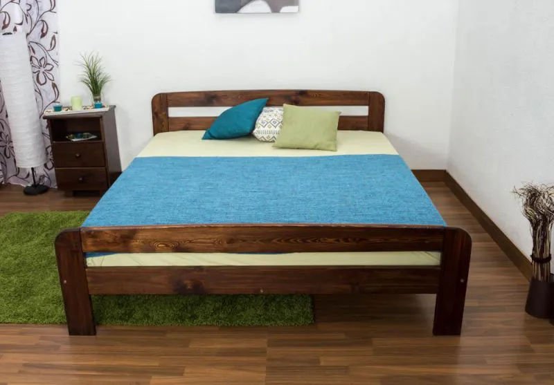 Bett Kiefer massiv 160 x 200 cm Nuss Abbildung