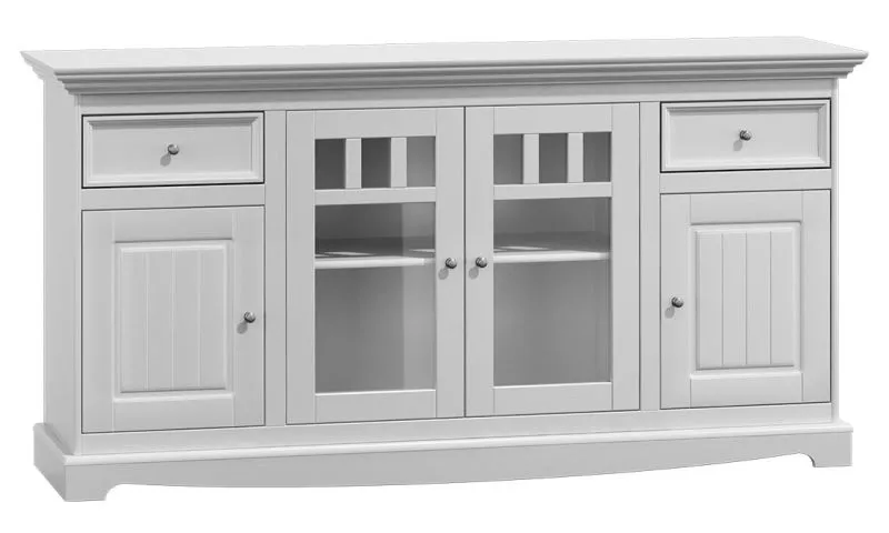Kommode Gyronde 03, Kiefer massiv Vollholz, weiß lackiert - 85 x 167 x 45 cm (H x B x T)