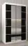 Schiebetürenschrank / Kleiderschrank Jan 02D mit Spiegel, Farbe: Weiß matt / Schwarz -  Abmessungen: 200 x 120 x 62 cm (H x B x T)