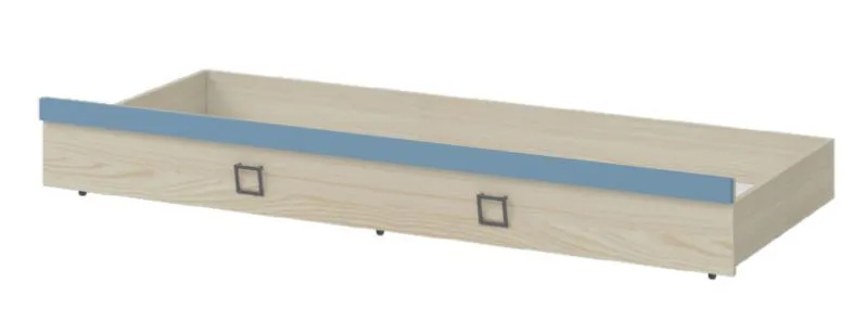 Bettkasten für Einzelbett / Gästebett, Farbe: Esche / Blau - Liegefläche: 80 x 190 cm (B x L)