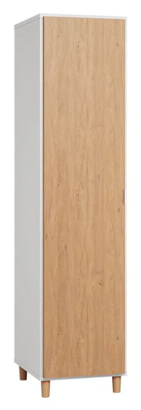 Schmaler 47 cm breiter Kleiderschrank mit 1 Tür | Farbe: Eiche / Weiß Abbildung