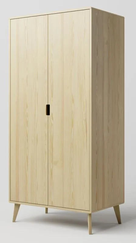 Drehtürenschrank / Kleiderschrank Kiefer massiv natur Aurornis 03 - Abmessungen: 200 x 96 x 60 cm (H x B x T)