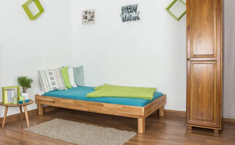 Massivholzbett Eiche 100 x 200 cm geölt Abbildung