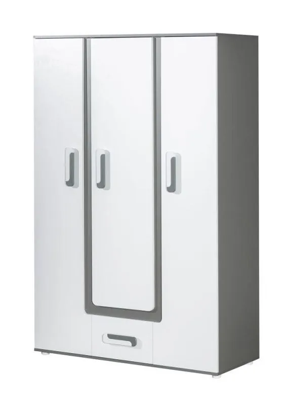 Jugendkleiderschrank, Farbe: Anthrazit / Weiß - 192 x 128 x 50 cm (H x B x T) Abbildung